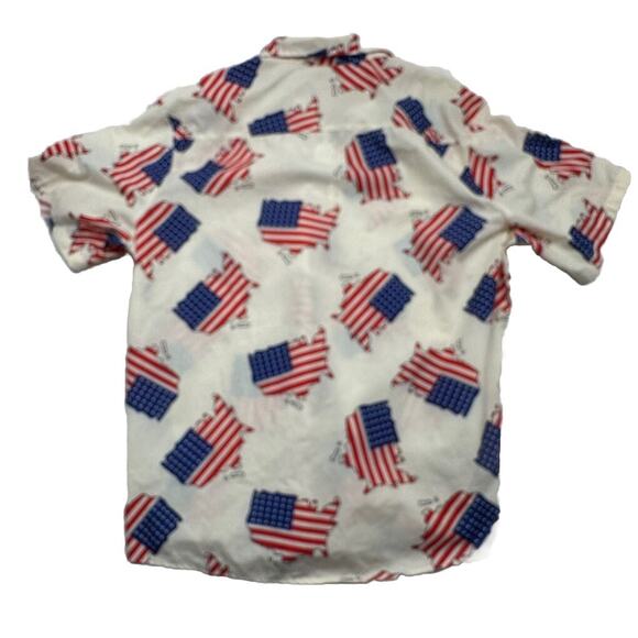 VATPAVE Mens Size XL Hawaiian Shirts America Red White Blue Button Short Sleeve - Picture 6 of 6